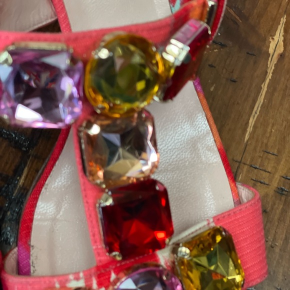 KATE SPADE Jeweled Multicolor Heels Size 7 T-Strap Block Heels - Picture 7 of 9